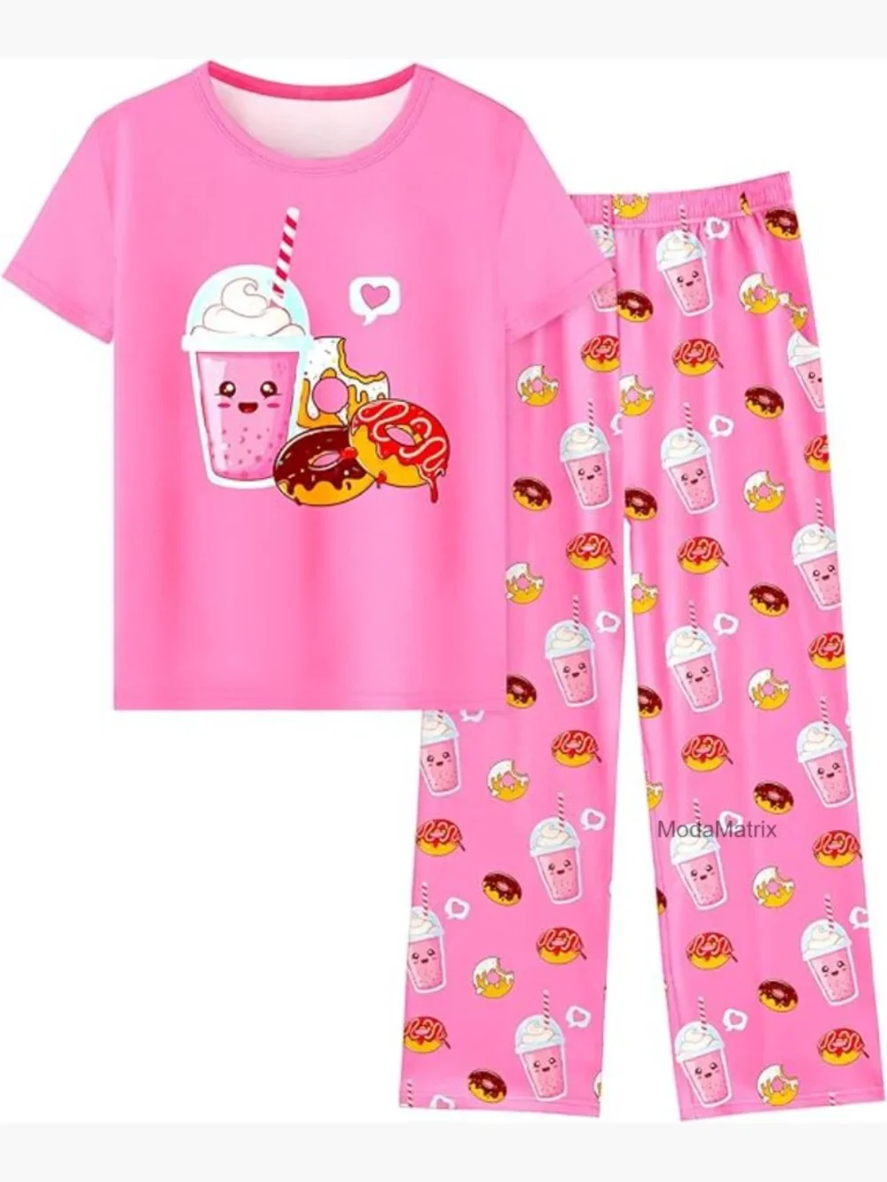 Girls Pajama Set 2-Piece Short Sleeve & Pants Jammies Lounge Wear